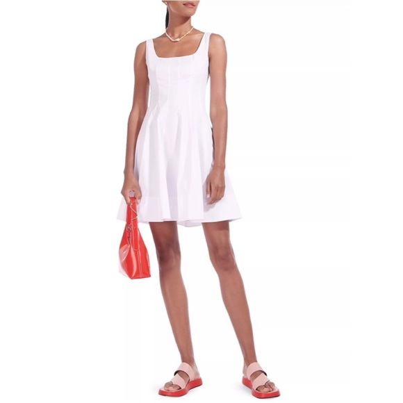 Staud Mini Wells Cotton Stretch Poplin Fit and Flare Dress - Picture 4 of 12